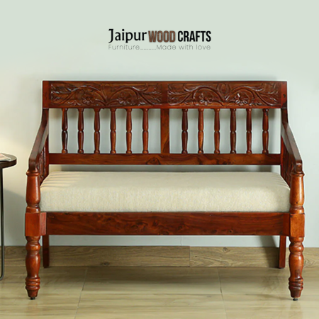 Kumud Sheesham Wood 2 Seater Sofa In Honey Oak Finish