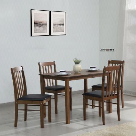 Chizu Solid Wood 4 Seater Dining Set in Cappuccino Finish