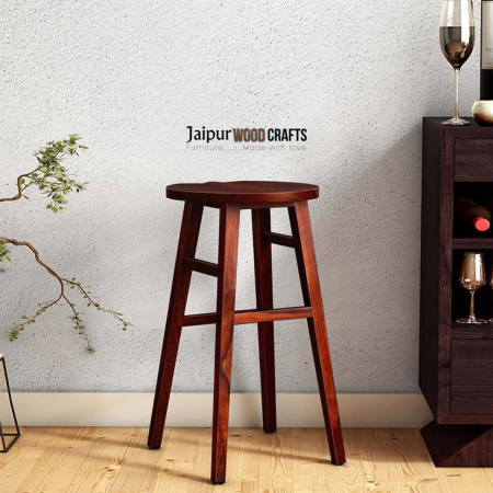 Harrington Sheesham Wood Tall Bar Stool In Honey Oak Finish